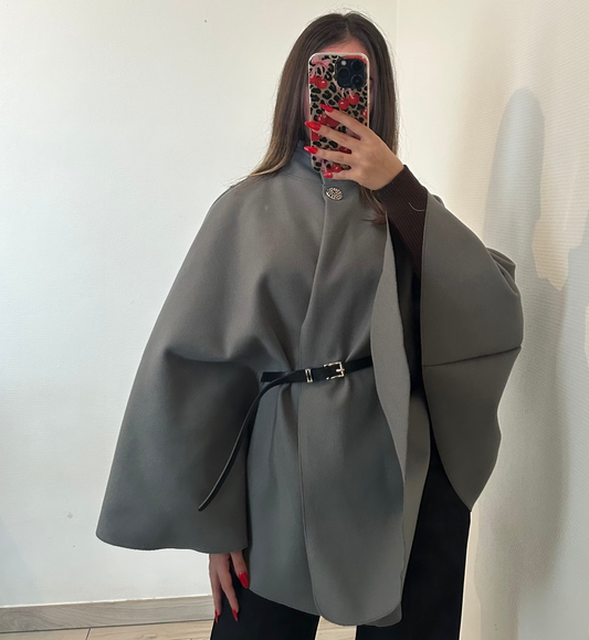 Cape à ceinture - grise