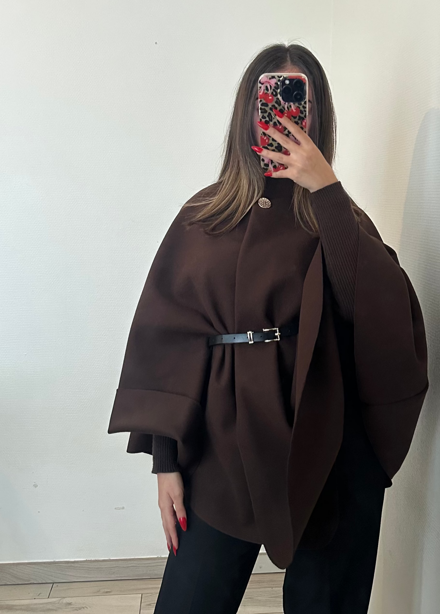 Cape à ceinture - chocolat